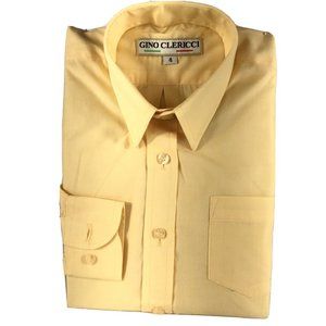 Gino Clericci Boys Yellow Dress Shirt Long Sleeves Pocket Sizes 4 -6